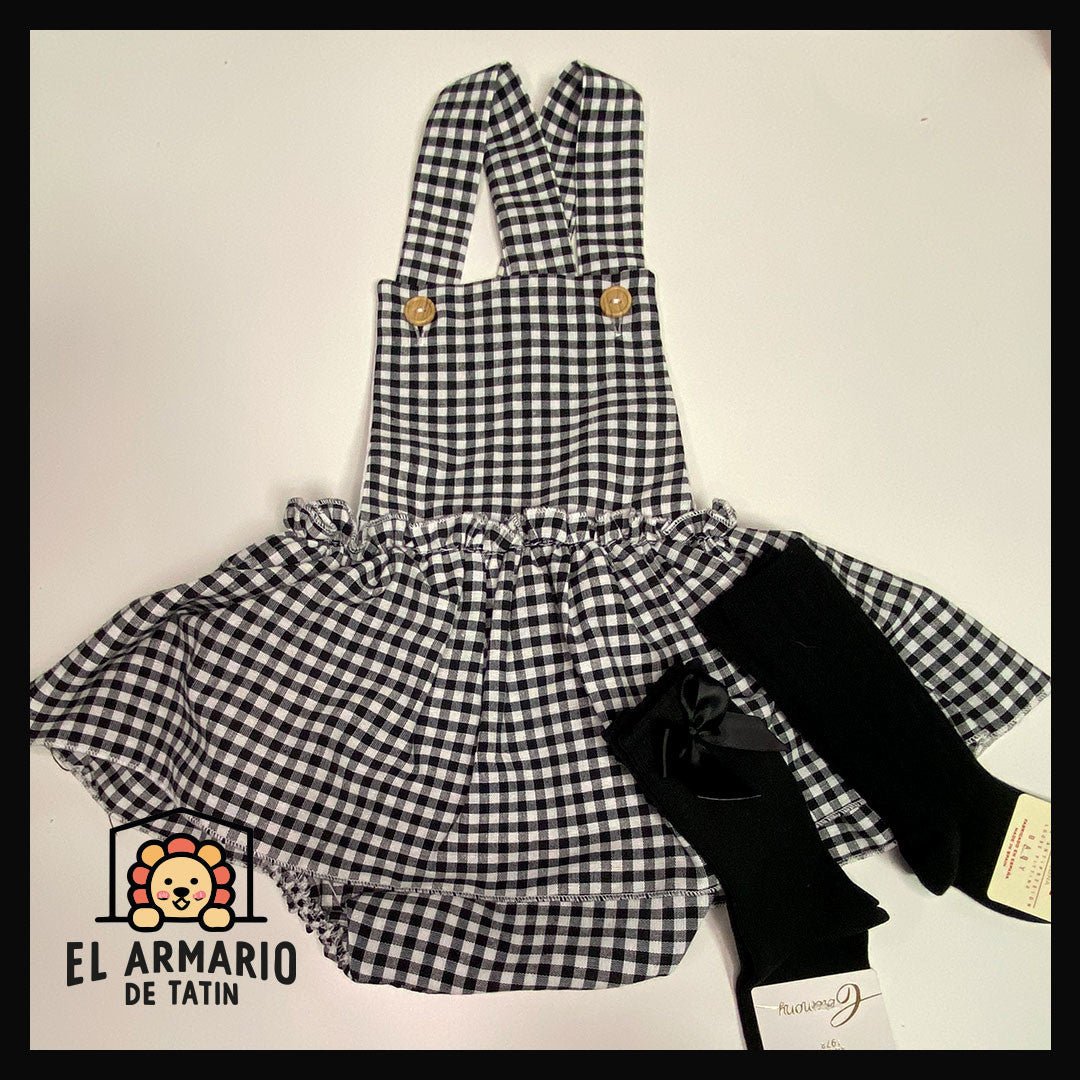 Peto con volante de vichy negro