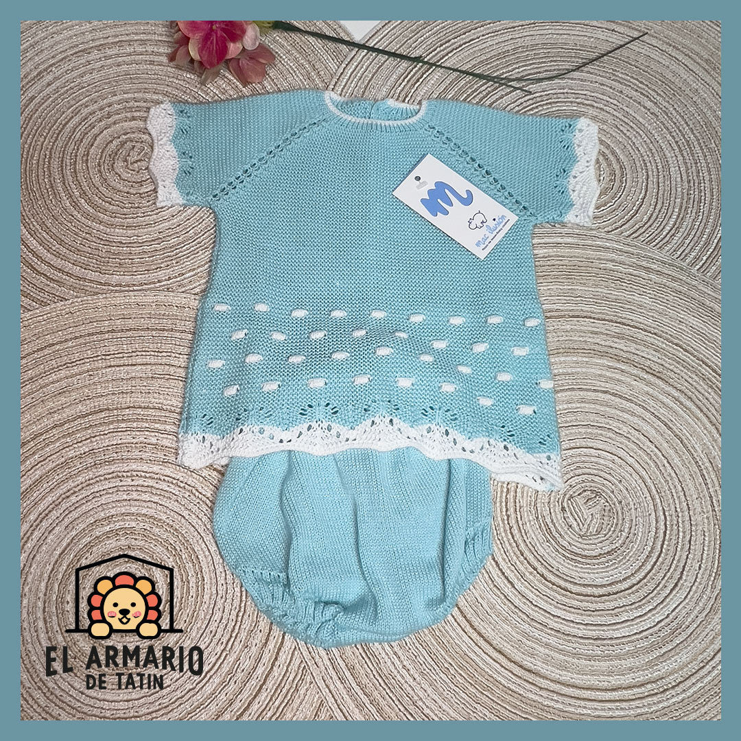 Conjunto bordado turquesa