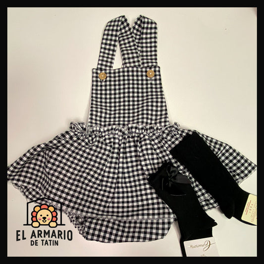 Peto con volante de vichy negro