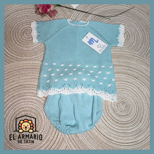 Conjunto bordado turquesa